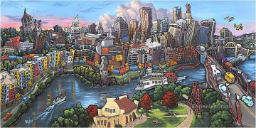 cityscape of St Paul Downtown Oil Paintings